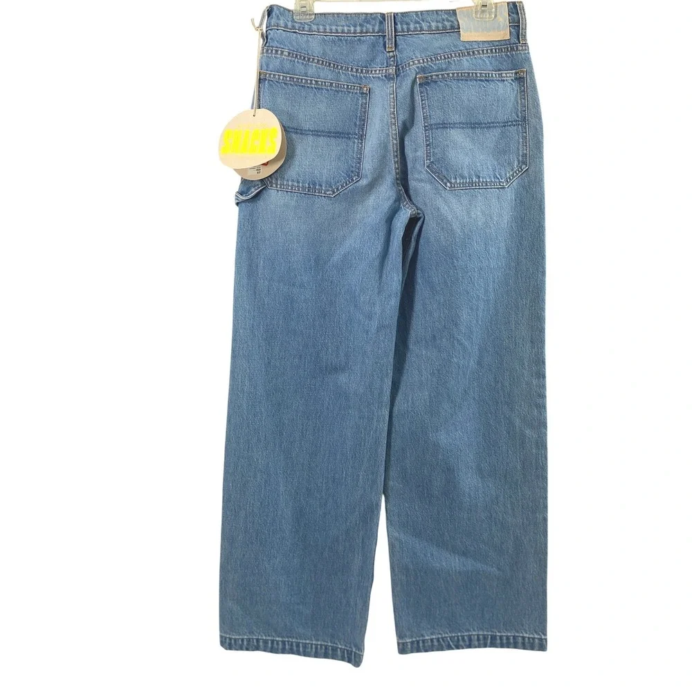 Mother Snacks Wide Leg Jeans Womens 26‎ High Waist Fun Dip Utility Puddle Wash
